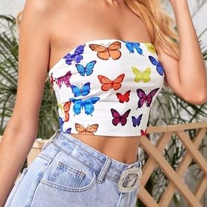 Butterfly Print Tube Top